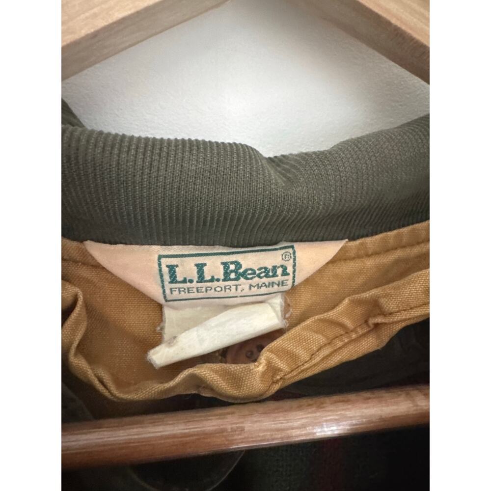 Vintage L.L. Bean Tan Canvas Jacket with Olive Collar - Picture 4 of 11